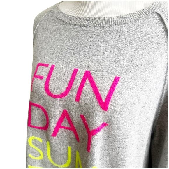 Brodie Cashmere Sweater Crewneck Sunday Funday Gray Neon Size XL Crewneck - Picture 4 of 11